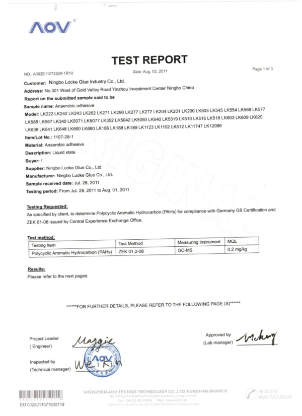 LuokeGlue Certification-GS